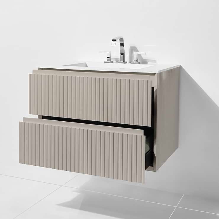 Linear Taupe Gloss 24" Single Vanity with Integrated Top