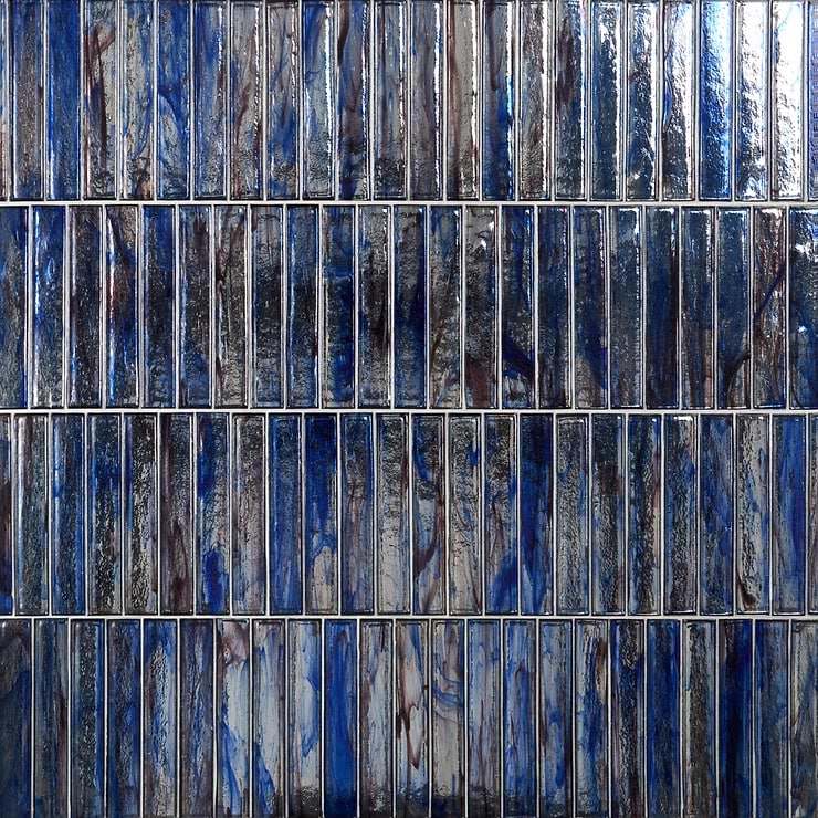 Komorebi Brick Bayou Blue 2x12 Polished Glass Subway Tile