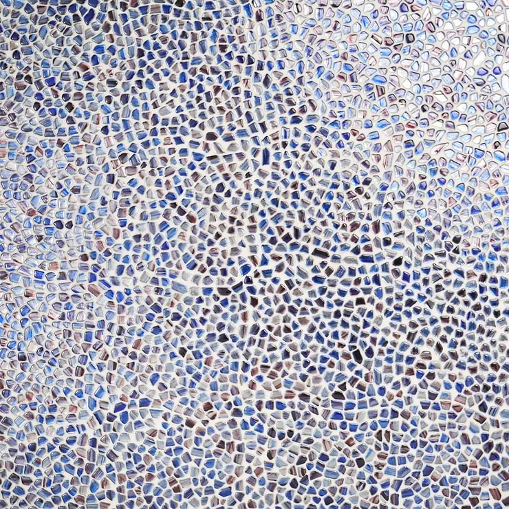 Komorebi Pebble Bayou Blue Polished Glass Mosaic Tile