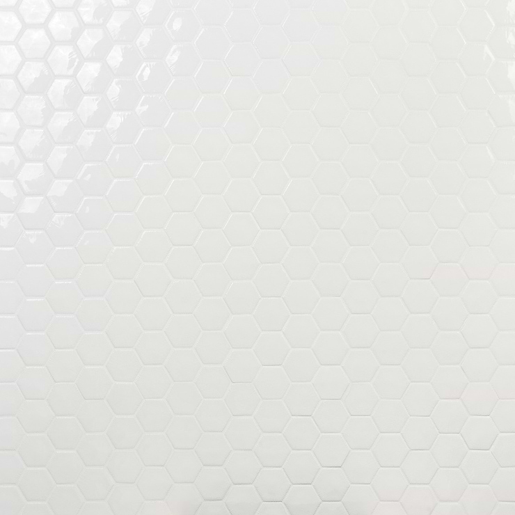 Nabi Blanco White 3" Hexagon Polished Glass Mosaic Tile