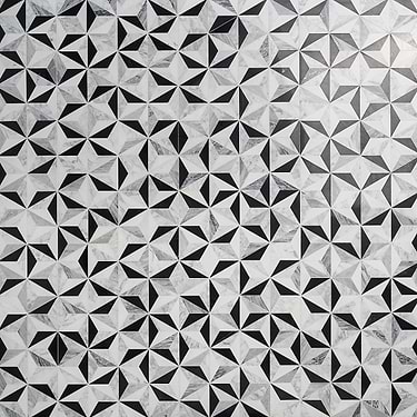 Phantasm Tuxedo Black and White Polished Marble Mosaic Tile