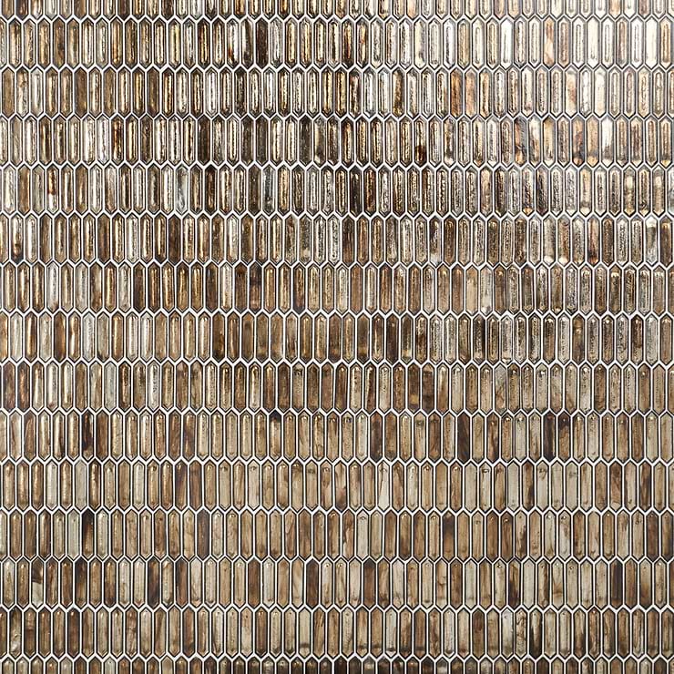 Komorebi Picket Canal Golden Brown 1x3 Polished Glass Mosaic Tile