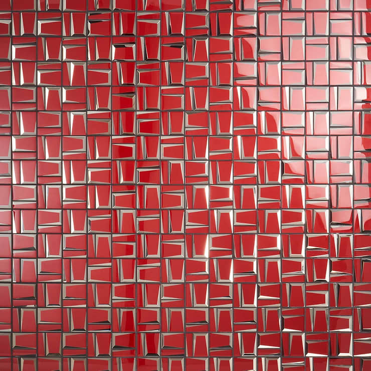 Rumi French Red Polished Mirrored Glass Mosaic Tile