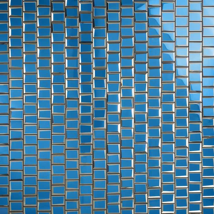 Rumi Glam Blue Polished Mirrored Glass Mosaic Tile