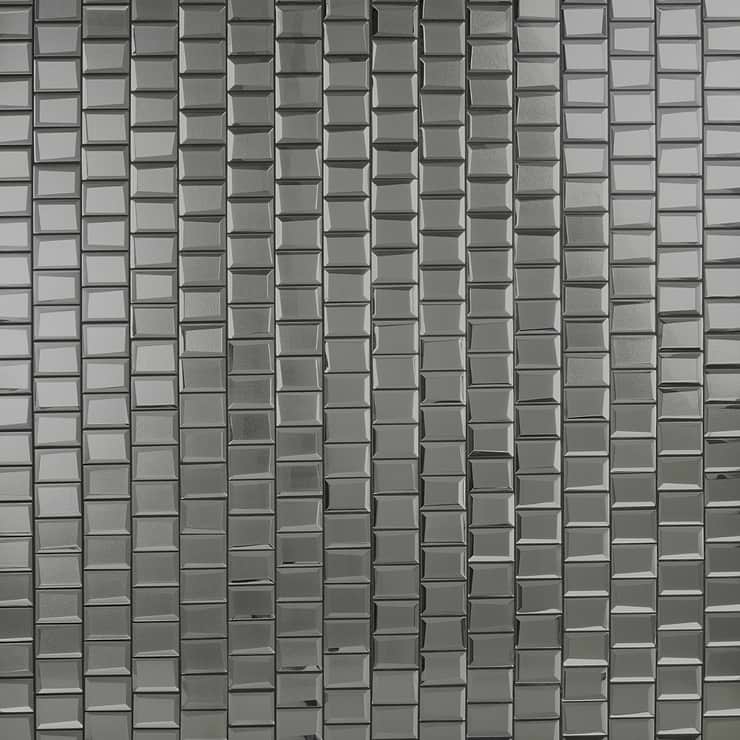 Rumi Glam Platinum Silver Polished Mirrored Glass Mosaic Tile