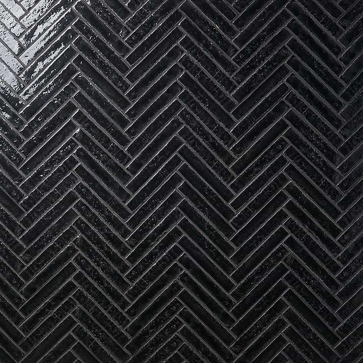 Wabi Sabi Coal Black 1.5x9 Glossy Ceramic Tile