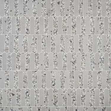 Kobe Fin Smoke Gray 2x8 Terrazzo Look Matte Porcelain Mosaic Tile