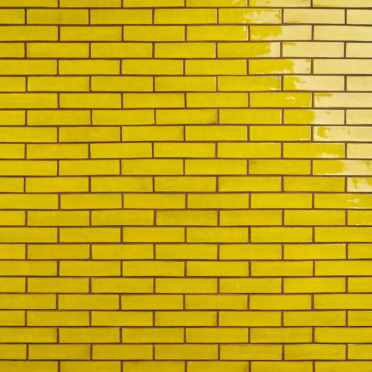 Emery Yellow 2x8 Handmade Crackled Terracotta Subway Tile