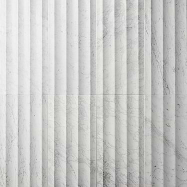 Stonework Fluted Carrara White 12x24 3D Honed Marble Tile - Sample