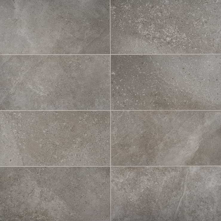 New Rock Fossil Dark Gray 12x24 Limestone Look Matte Porcelain Tile