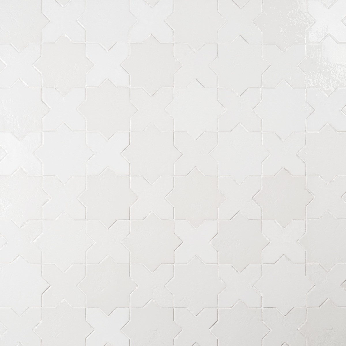 Not for Sale-Parma White Polished Star and White Polished Cross 6" Terracotta Look Porcelain Tile