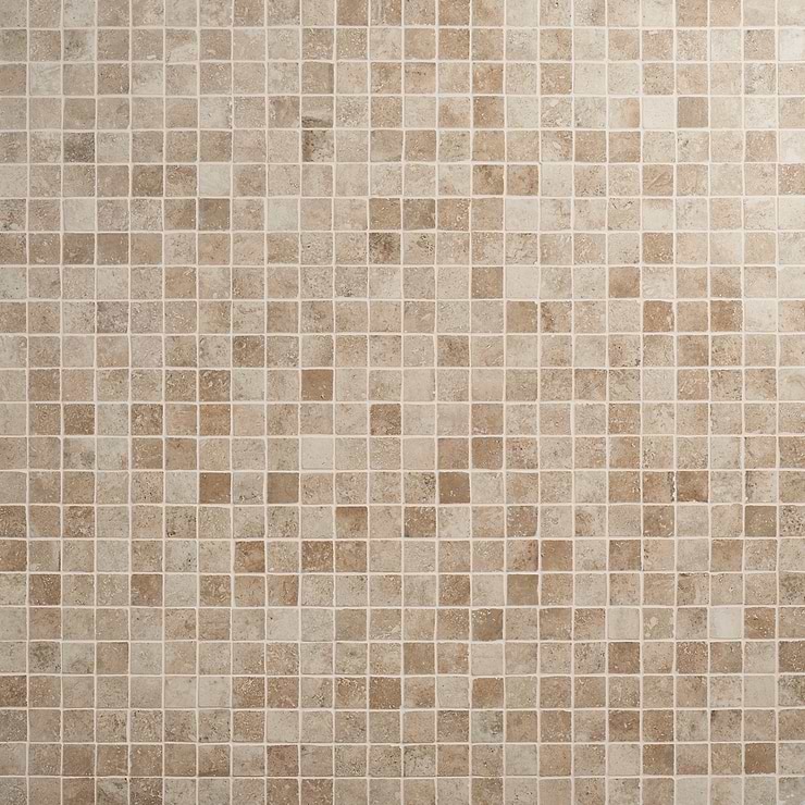 Seville Delfi Dark Beige 2x2 Travertine Look Matte Porcelain Mosaic Tile