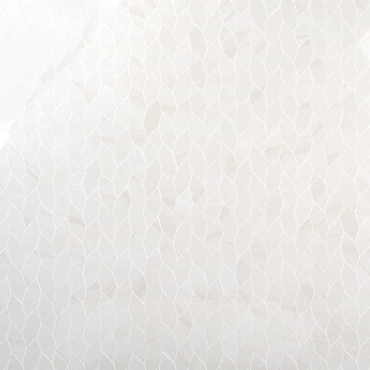 Minera Dolomite Warm White  Foliage Marble Look Polished Porcelain Mosaic Tile