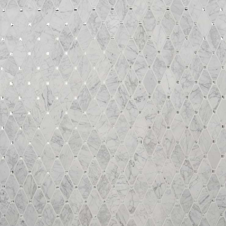 White Diamond Patterned Mirror