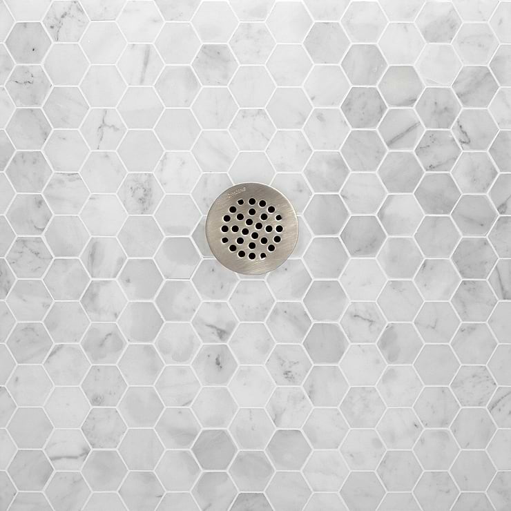 Carrara 2" Hexagon Polished Marble Mosaic Tile