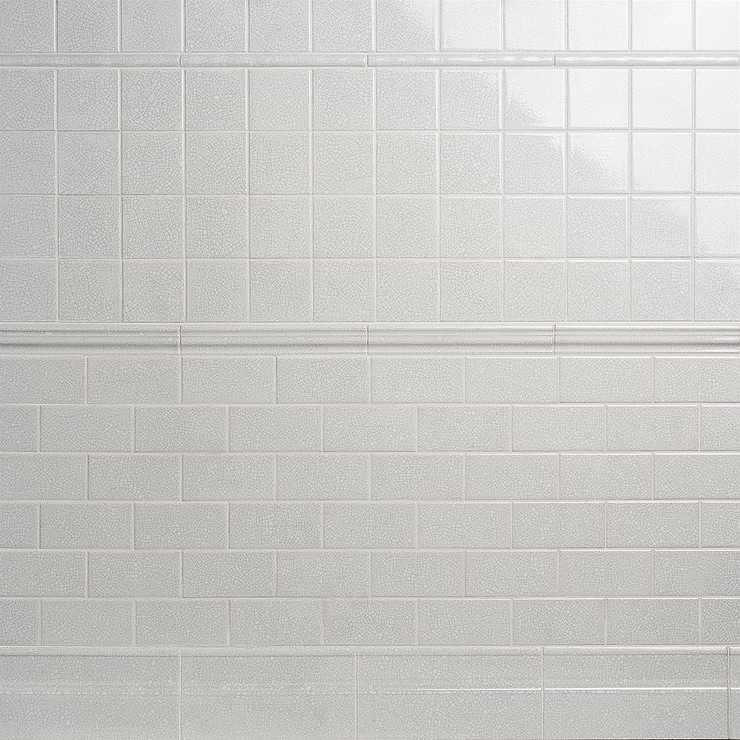 Sarina Vintage White 3x6 Glossy Crackled Ceramic Wall Tile