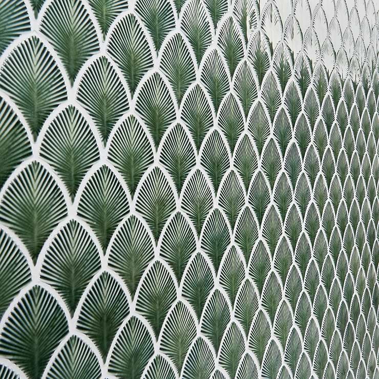 Nabi Capri Green 3x4" Fishscale Polished Glass Mosaic Tile