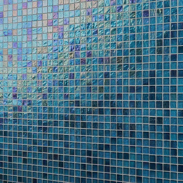 Splash Tropical Blue 1x1 Polished Glass Mosaic Tile