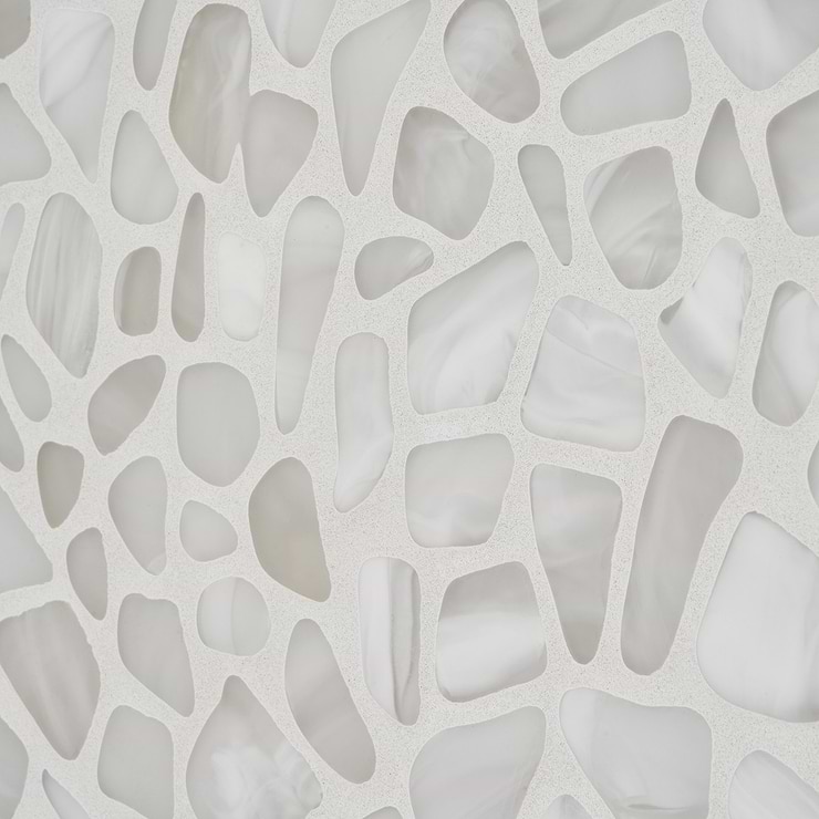 Riverglass White Frosted Glass Mosaic Tile 