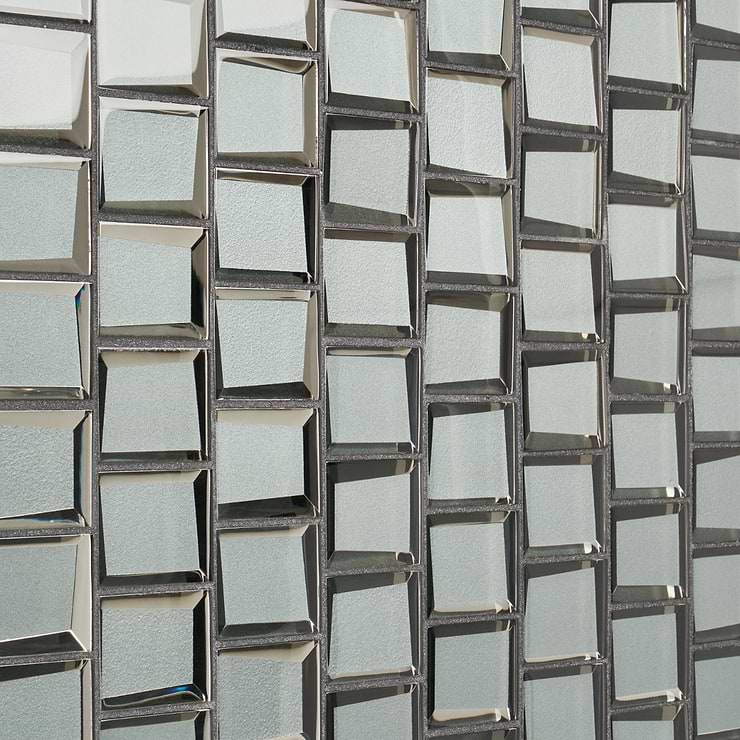 Rumi Glam Slate Gray Polished Mirrored Glass Mosaic Tile