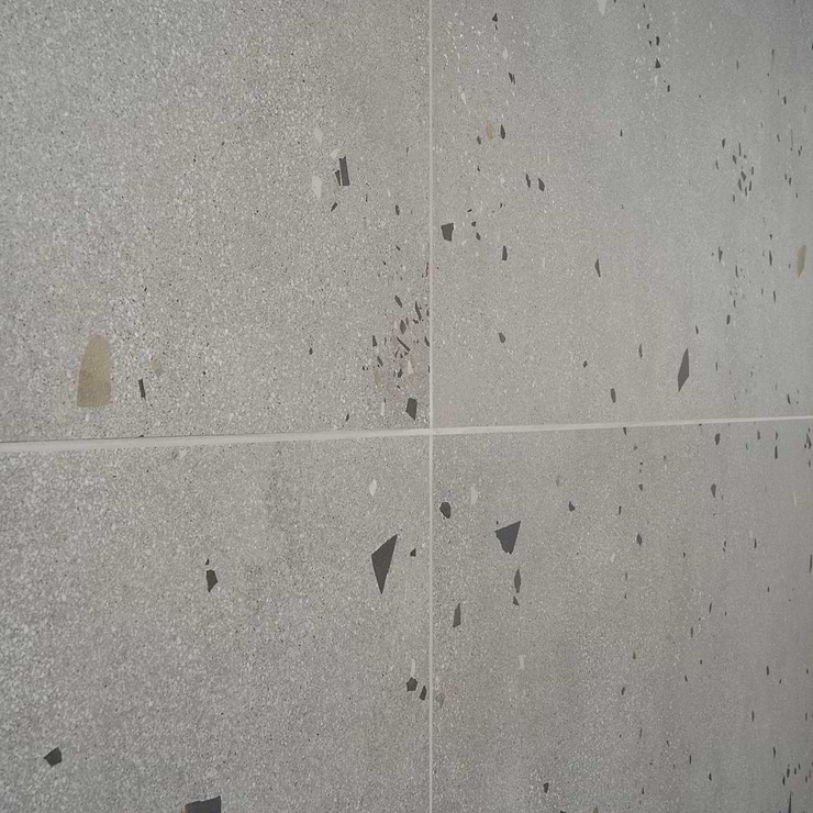 Kobe Cement Smoke Gray 24x48 Terrazzo Look Matte Porcelain Tile