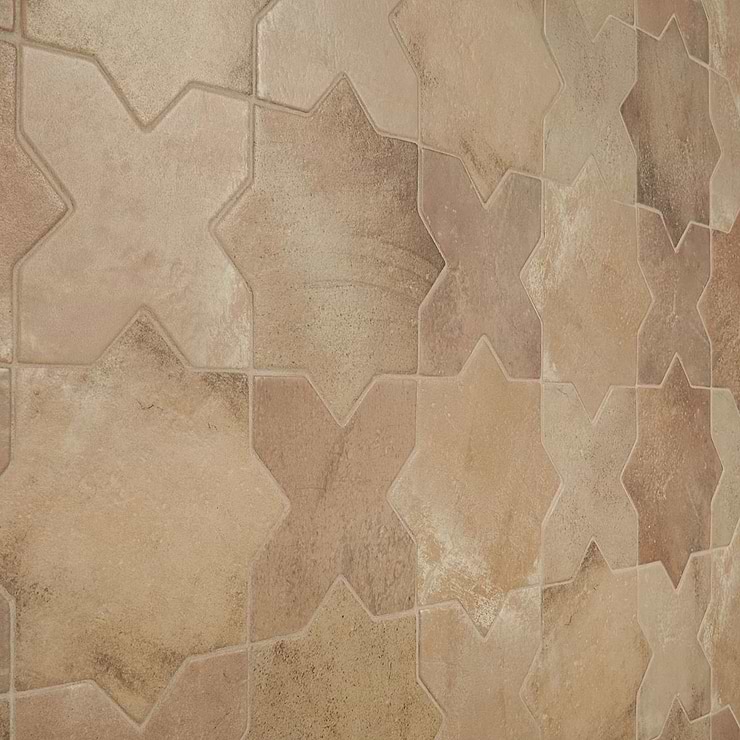 Parma Cotto Brown Matte Star and Cotto Brown Matte Cross 6" Terracotta Look Porcelain Tile
