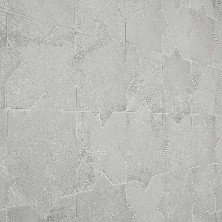 Parma Dove Gray Matte Star and Dove Gray Matte Cross 6" Porcelain Tile