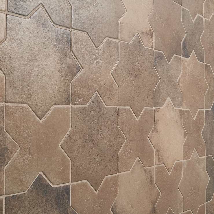 Parma Taupe Matte Star and Taupe Matte Cross 6" Terracotta Look Porcelain Tile