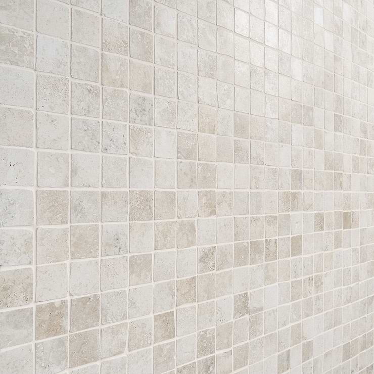 Seville Olimpia White 2x2 Travertine Look Matte Porcelain Mosaic Tile