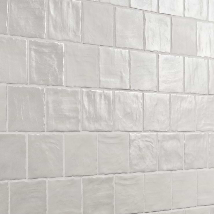 Montauk Gin 4x4 White Ceramic Wall Tile with Mixed Finish