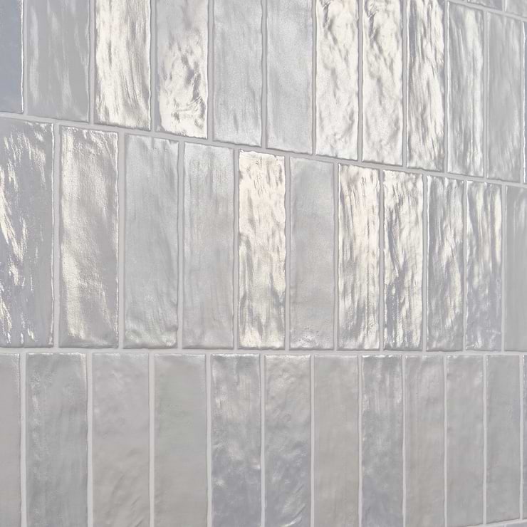 Montauk Sky 2x8 Blue Ceramic Subway Wall Tile with Mixed Finish