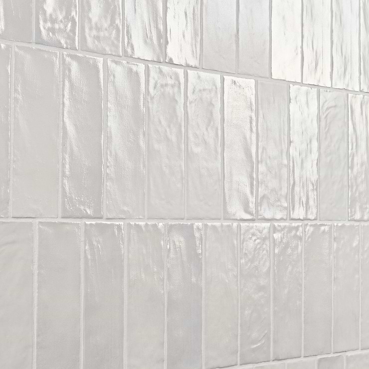 Montauk Gin 2x8 White Ceramic Subway Wall Tile with Mixed Finish