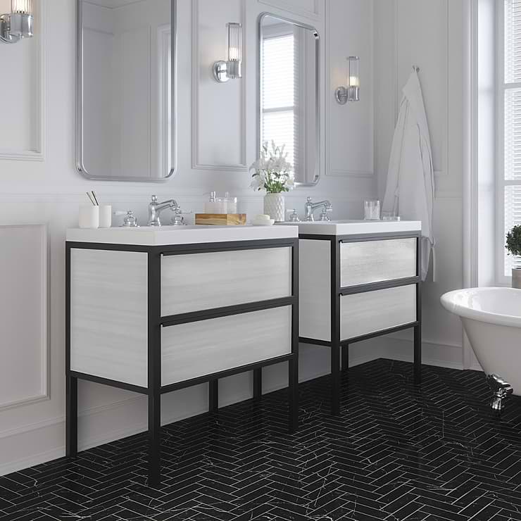 Element White and Black 24" Single Vanity with Integrated Top