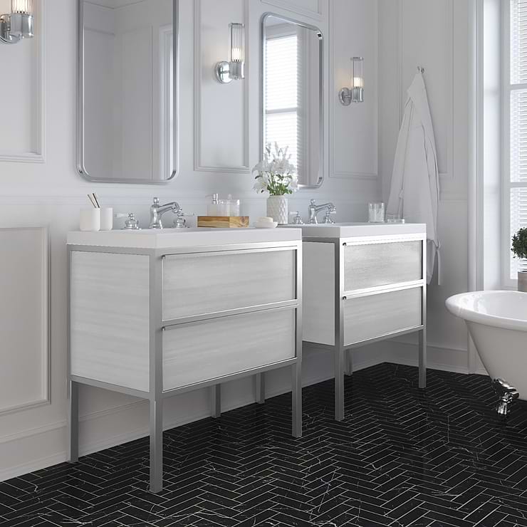 Element White and Chrome 30" Single Vanity with Integrated Top