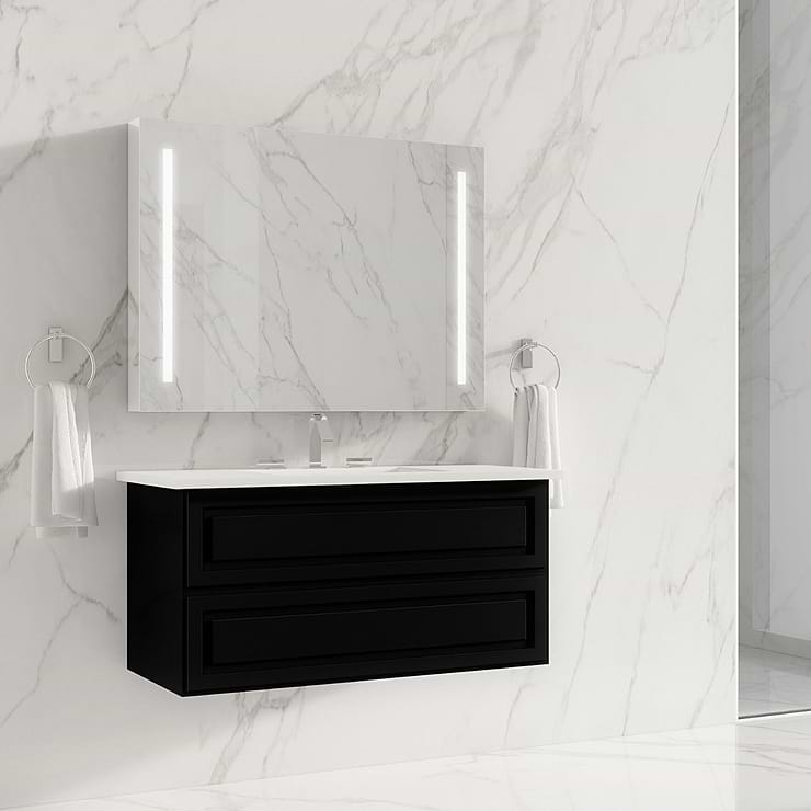 Alma Nero Black 36" Wall Mounted Vanity
