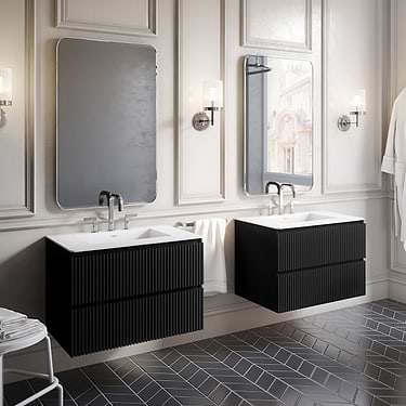 Linear  Black Gloss 24" Single Vanity with Integrated Top