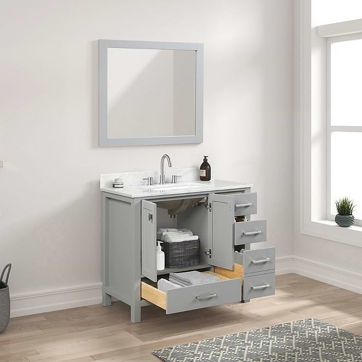 Athena 36'' Gray Vanity And Marble Counter