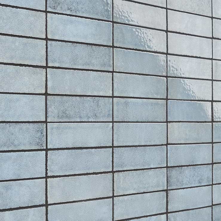 Color One Arctic Blue 2x8 Glossy Lava Stone Tile