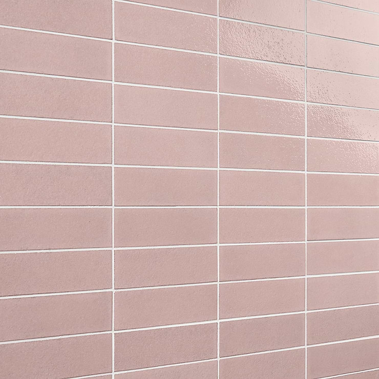 Color One Blush Pink 2x8 Glossy Lava Stone Tile 