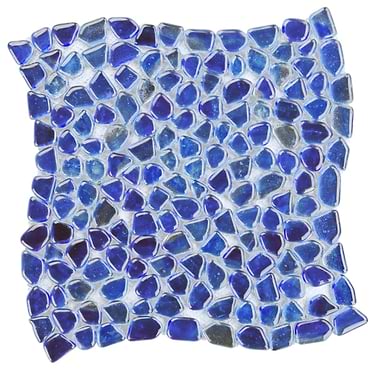 Komorebi Pebble Athens Blue Polished Glass Mosaic - Sample