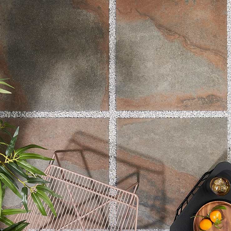 Acadia Iron Gray 24x24 Slate Look Matte Porcelain 2CM Paver
