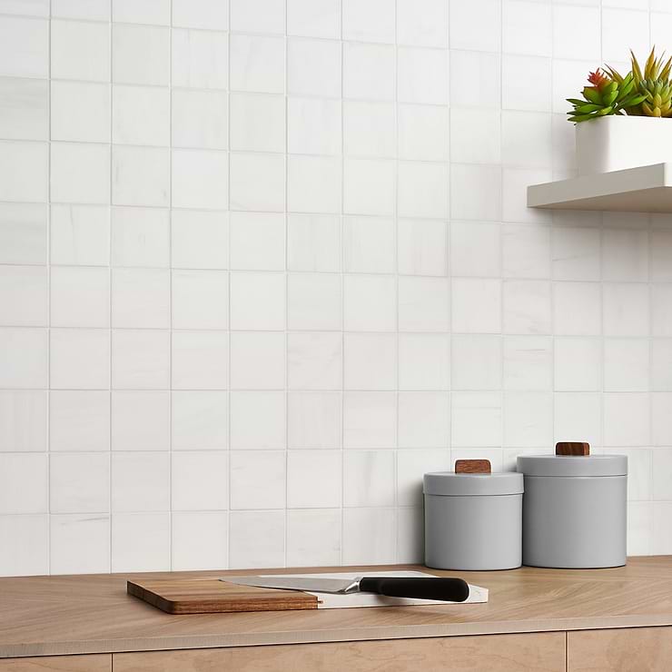Bianco Dolomite White 3x3 Premium Honed Marble Mosaic Tile