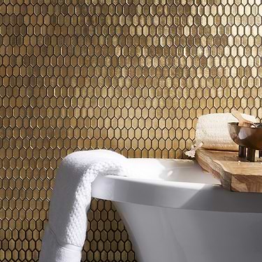 Flicker Gold 1/4" x 1" Polished Glass Mosaic Tile