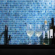Flicker Iridescent Marine Blue 1/4" x 1" Polished Glass Mosaic Tile