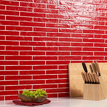 Wabi Sabi Crimson Red 1.5x9 Glossy Ceramic Tile