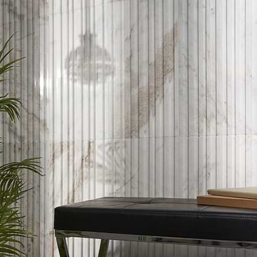 Stonework Barcode Alaska White 12x24 3D Polished Marble Tile