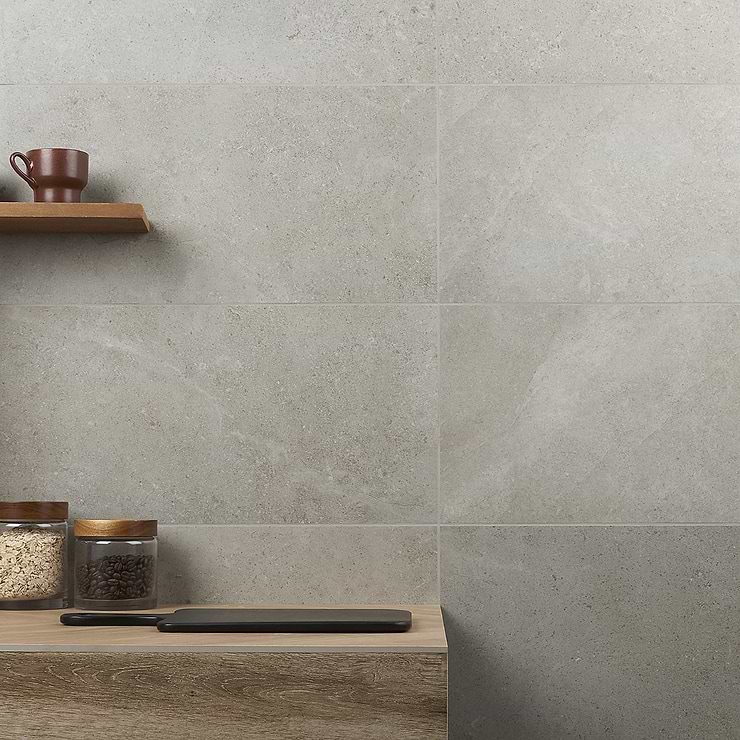 New Rock Fumo Gray 12x24 Matte Porcelain Tile; in Light Gray Colorbody Porcelain; for Backsplash, Floor Tile, Kitchen Floor, Kitchen Wall, Wall Tile, Bathroom Floor, Bathroom Wall, Shower Wall, Shower Floor, Outdoor Floor, Outdoor Wall, Commercial Floor, Pool Tile; in Style Ideas Beach, Classic, Contemporary, Industrial, Mid Century, Modern, Traditional, Transitional; released 2023; new, trends