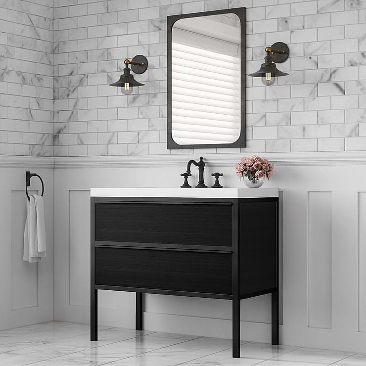 Element  Black 24" Single Vanity with Integrated Top; in Style Ideas Contemporary, Industrial, Modern, Transitional