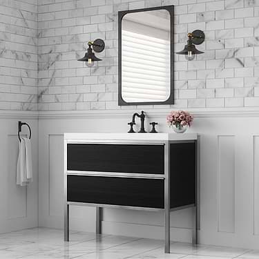 Element  Black and Chrome 30" Single Vanity with Integrated Top