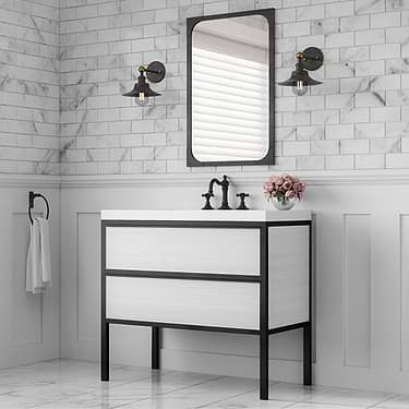 Element  White and Black 24" Single Vanity with Integrated Top